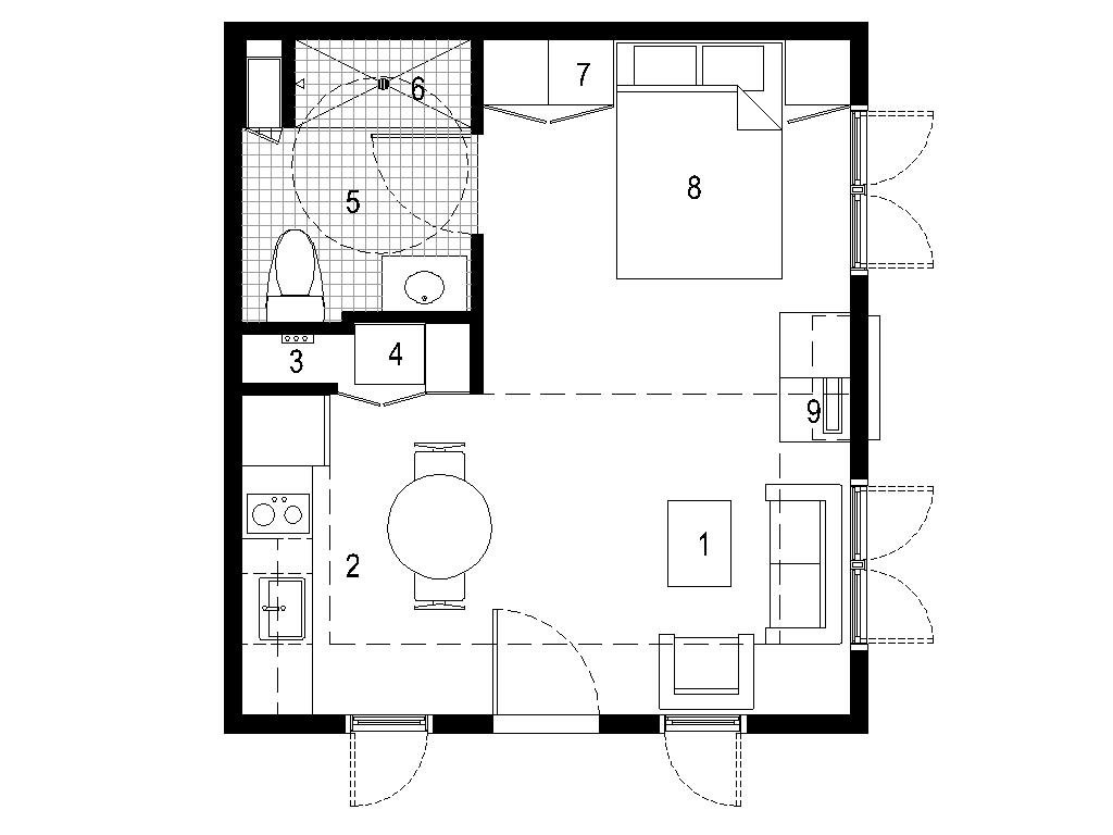 327 SQUARE FEET WITH AN ACCESSIBLE BATHROOM